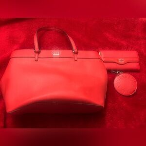 GUESS Bold Red Tote Bag with Wallet and Coin Pouch